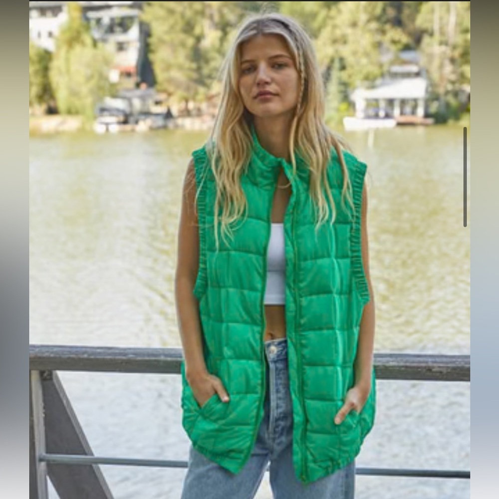 By Together Kelly Green Quilted Jacket